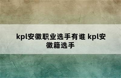 kpl安徽职业选手有谁 kpl安徽籍选手